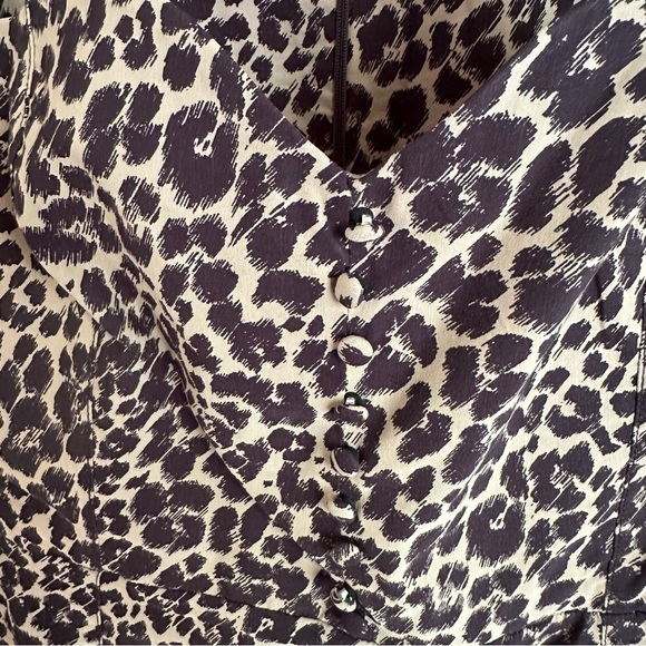 Anthropologie size XL The Cecily Leopard Print Fit & Flare Midi Dress Sweetheart - Picture 8 of 9